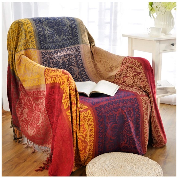 Bohemian Tribal Throws Blankets Reversible 60x75” - Picture 1 of 5